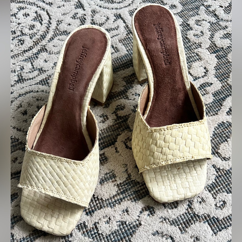 NWB Jeffrey Campbell MELANGE WOVEN NATURAL SANDAL SIZE 7